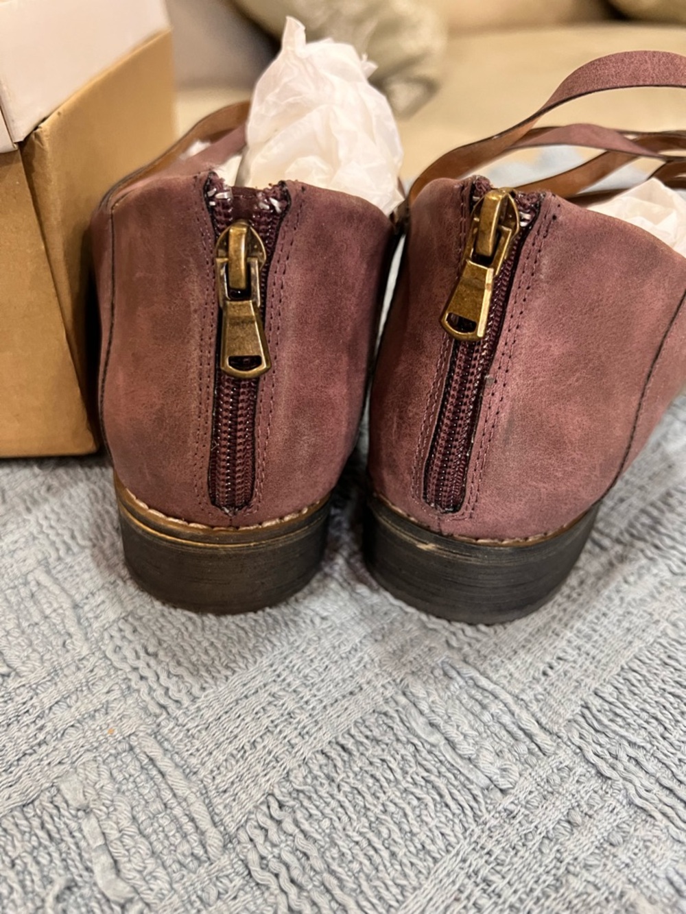 Mi.iM Mauve Fringe Cutout Ankle Booties
